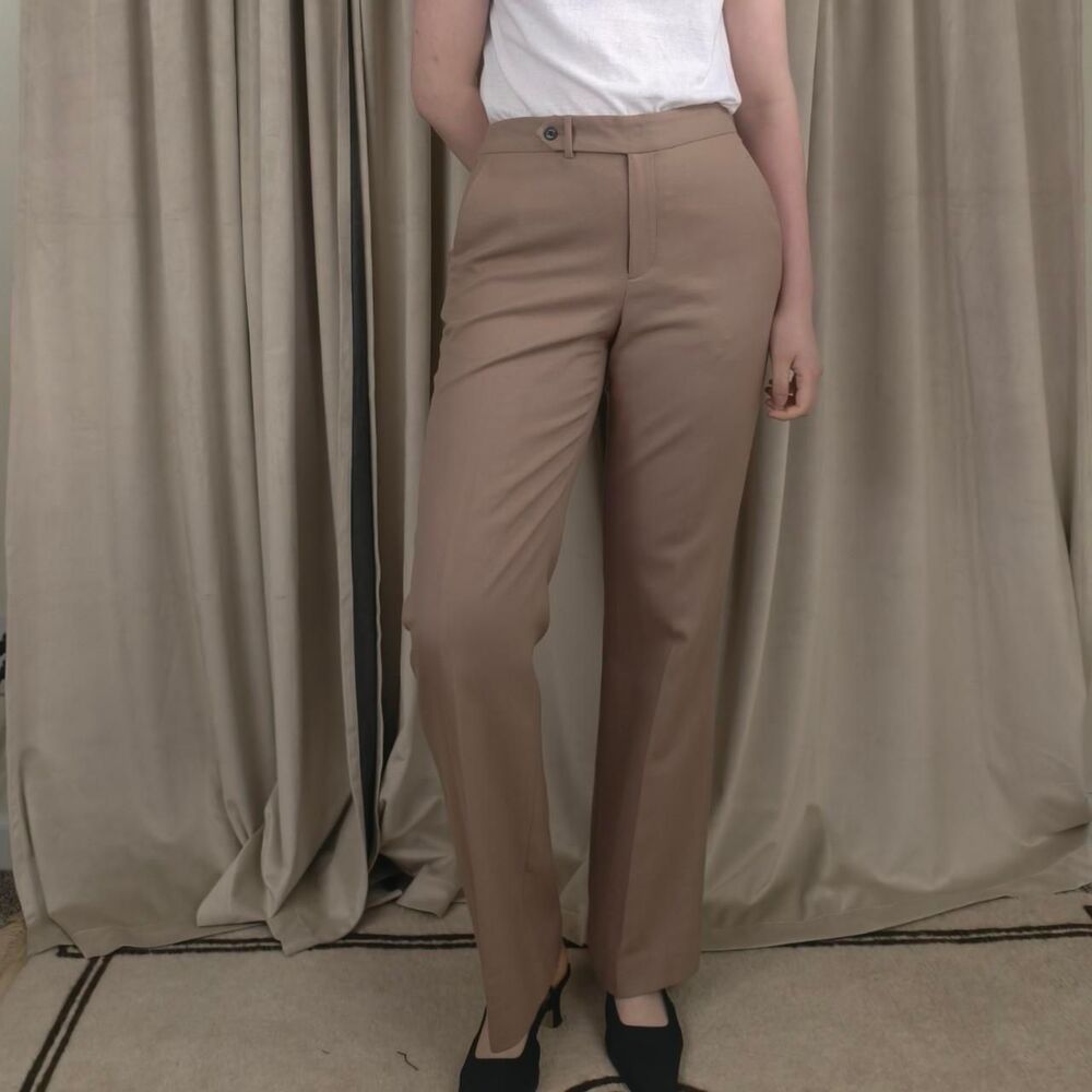 Vintage Chaps Tan Wool Formal Tailored Trousers
